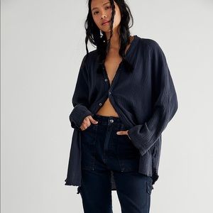 Free People We The Free Washed Black/Indigo Summer Daydream Button Down